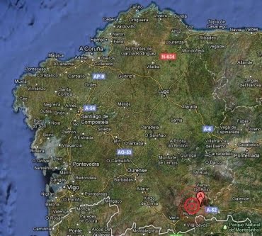 Nuevo terremoto de 3.2  grados en Galicia, provincia de Ourense, epicentro entre Riós y A Gudiña