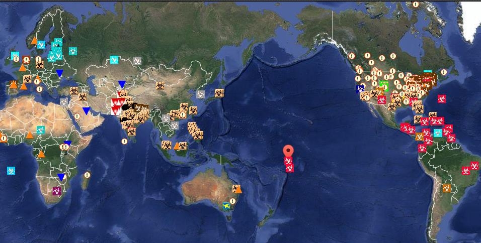 Mapa para seguimiento del virus del Ébola en todo el mundo