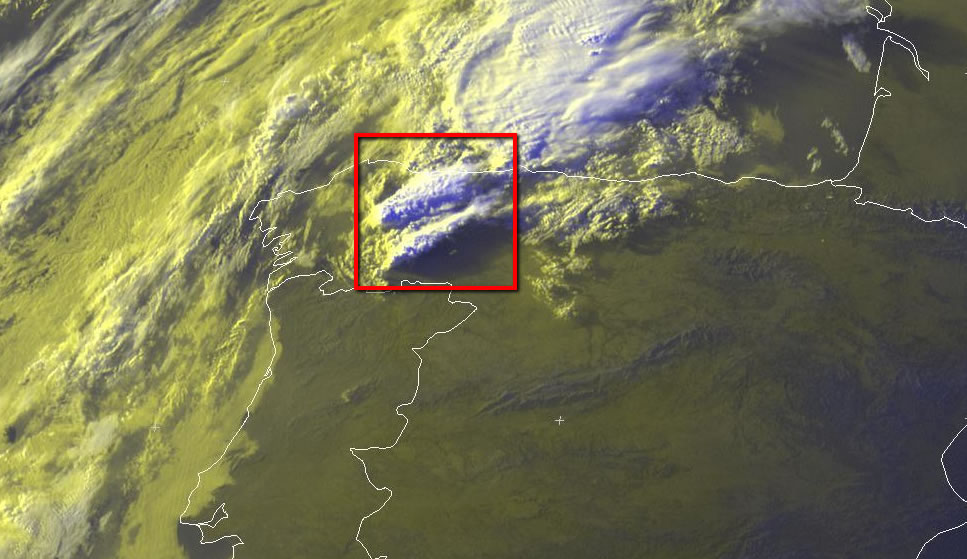 Imagen de satélite de las tormentas de Asturias