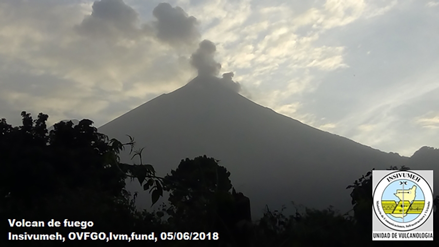 Seguimiento actividad volcán de Fuego Guatemala