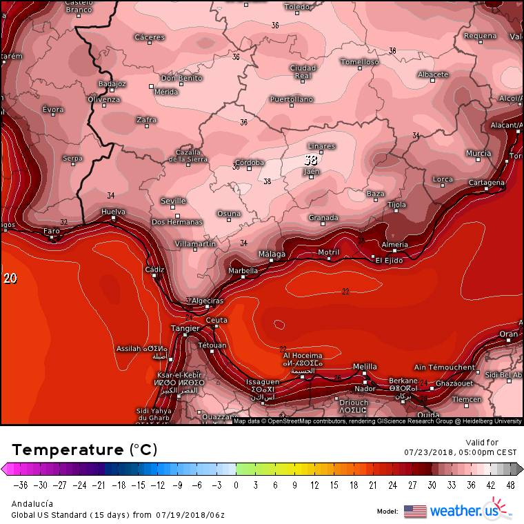 Temperaturas Andalucía GFS