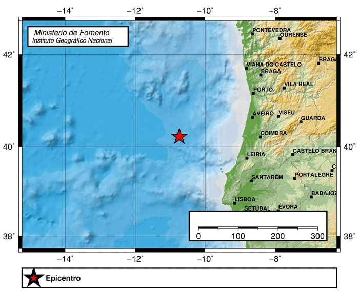 Un terremoto de magnitud 4,9 frente a las costas de Portugal alcanza Galicia