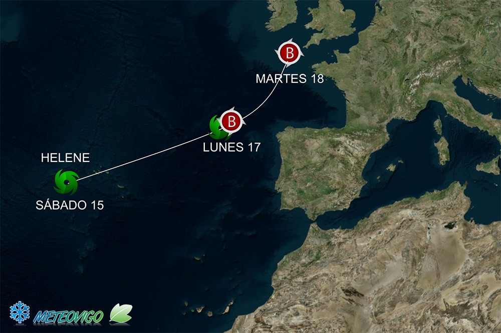 Última hora del ciclón Helene y su trayectoria rumbo al Oeste de Europa