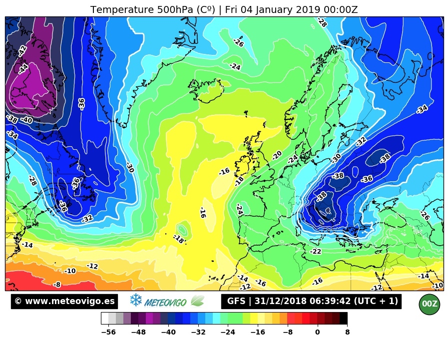 Importante pulsación de aire frío y nevadas sobre Europa; España de momento al margen