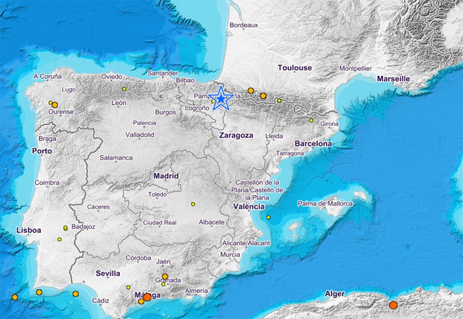 Terremoto en Navarra de 4.4 grados Jueves 1 de Octubre a las 00:02h