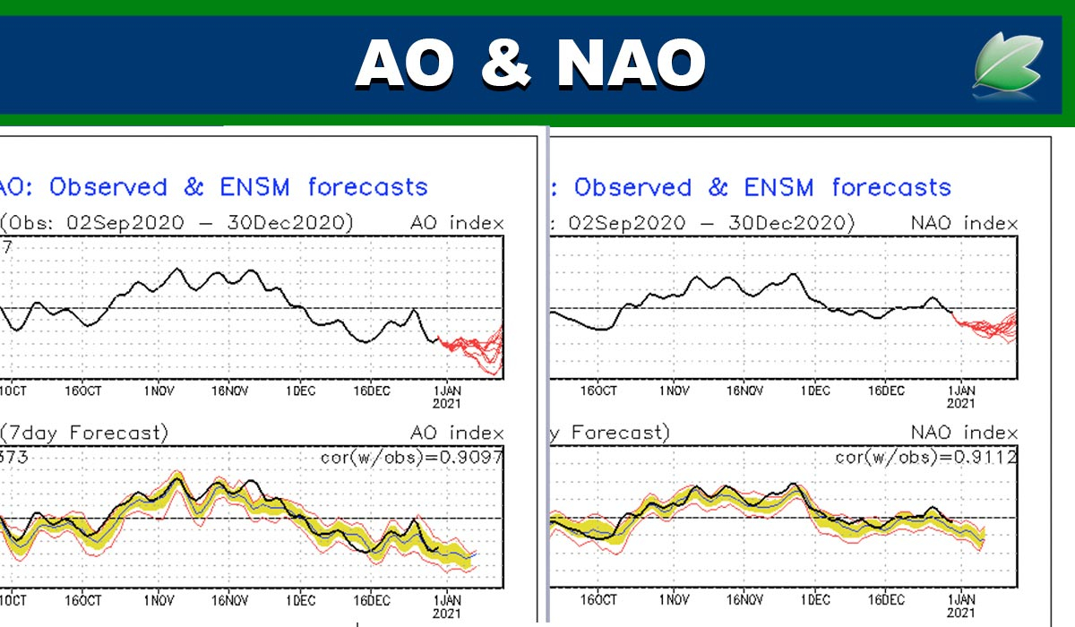 Los índices de AO y NAO siguen favorables para ver inestabilidad