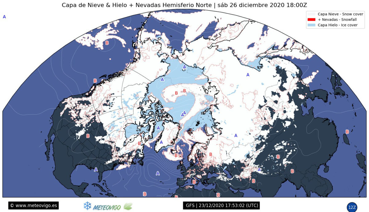 ¿Quieres ver la extensión de nieve y hielo actual y próxima en el Hemisferio Norte?