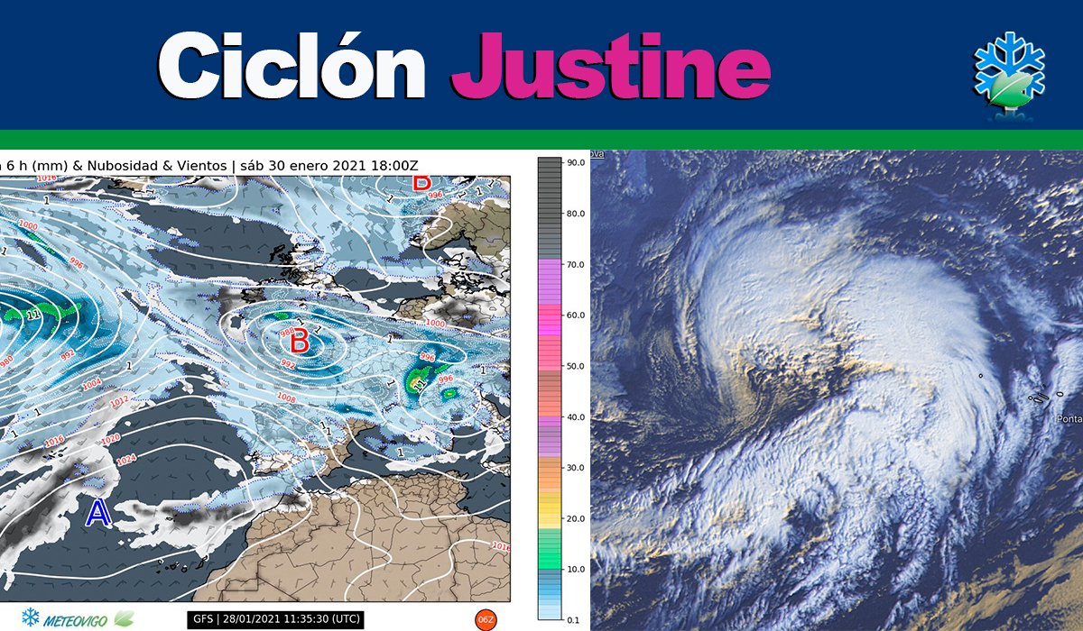Así se está acercando el ciclón Justine a las Azores