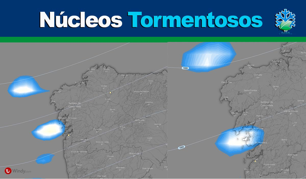 Posibilidad de núcleos tormentosos en Galicia esta tarde