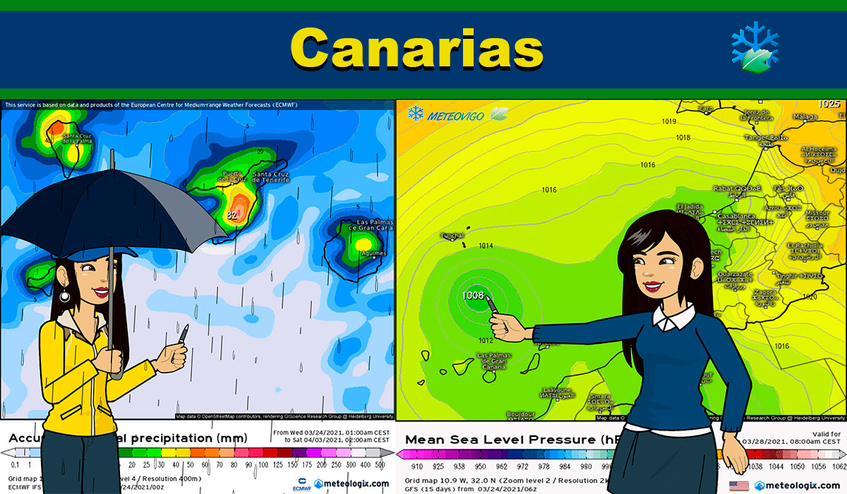Estas son las lluvias que pueden caer en Canarias en los próximos 7 días
