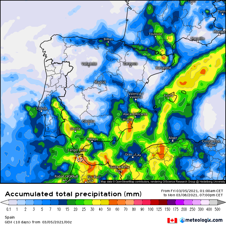 Modelo GEM lluvias Península
