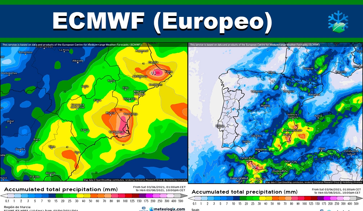 Última hora de las lluvias en el Sureste; el modelo Europeo potencia las precipitaciones