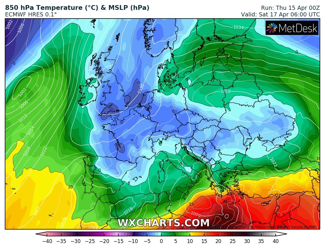 Modelo Europeo temperatura a 850hPa