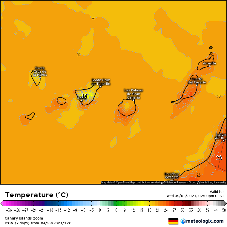 Modelo ICON temperatura Canarias