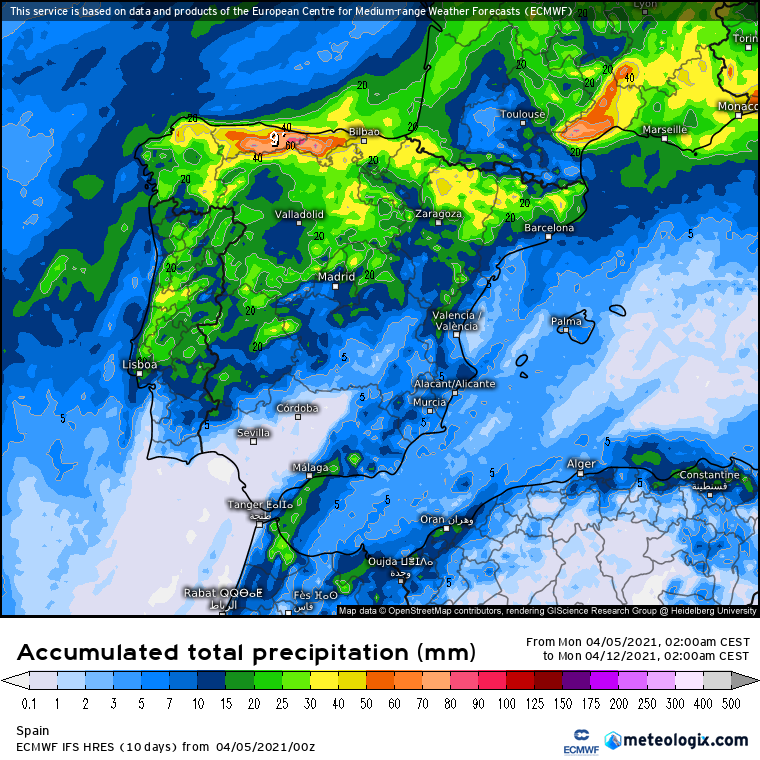 Modelo Europeo lluvias Península