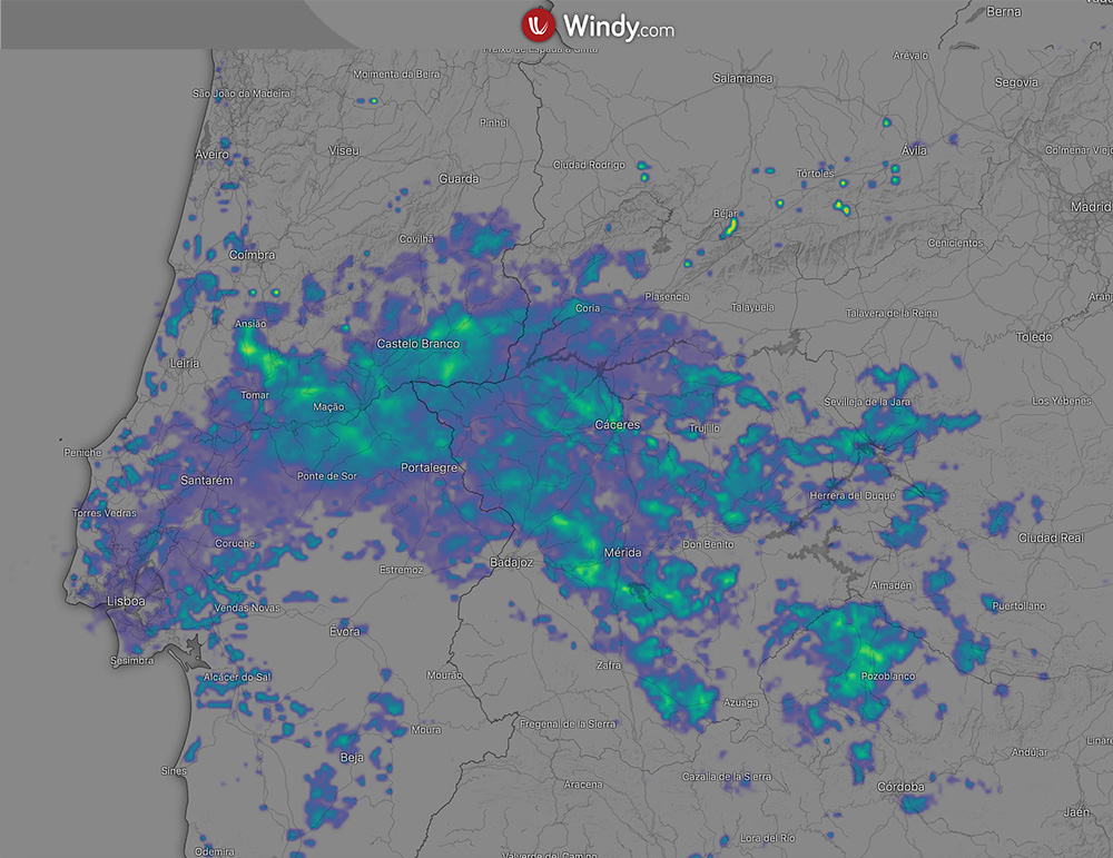 Radar Extremadura lluvias