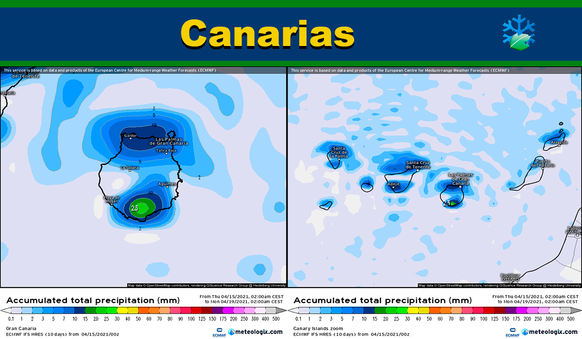 Estas son las lluvias que pueden caer en Canarias el resto de la semana