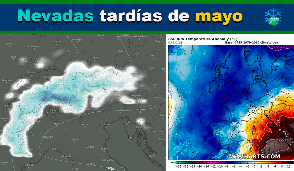 Nevadas tardías de mayo: Así va a nevar en los Alpes y Pirineos en las próximas horas