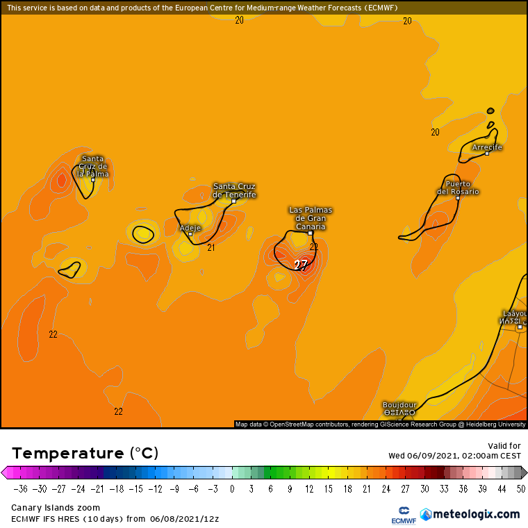Temperaturas miércoles Canarias