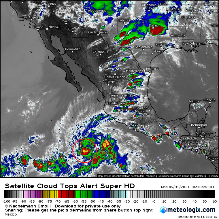 satélite tormenta tropical blanca pacifico oriental