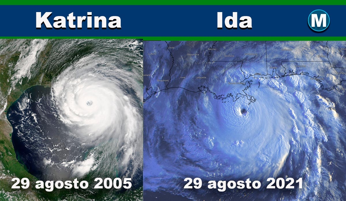 Así se ve desde el satélite el huracán “Ida”: replica al “Katrina” el mismo día, 16 años después