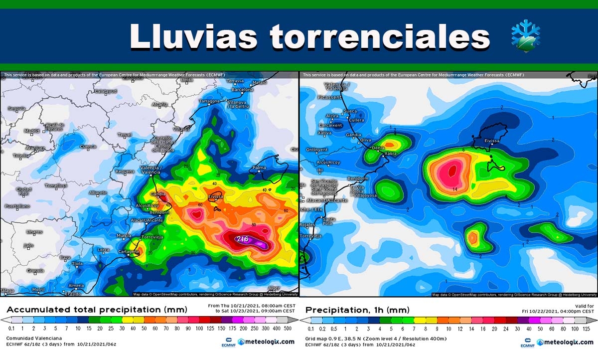 Así se van a desarrollar los focos de lluvias torrenciales en el Mediterráneo según el ECMWF