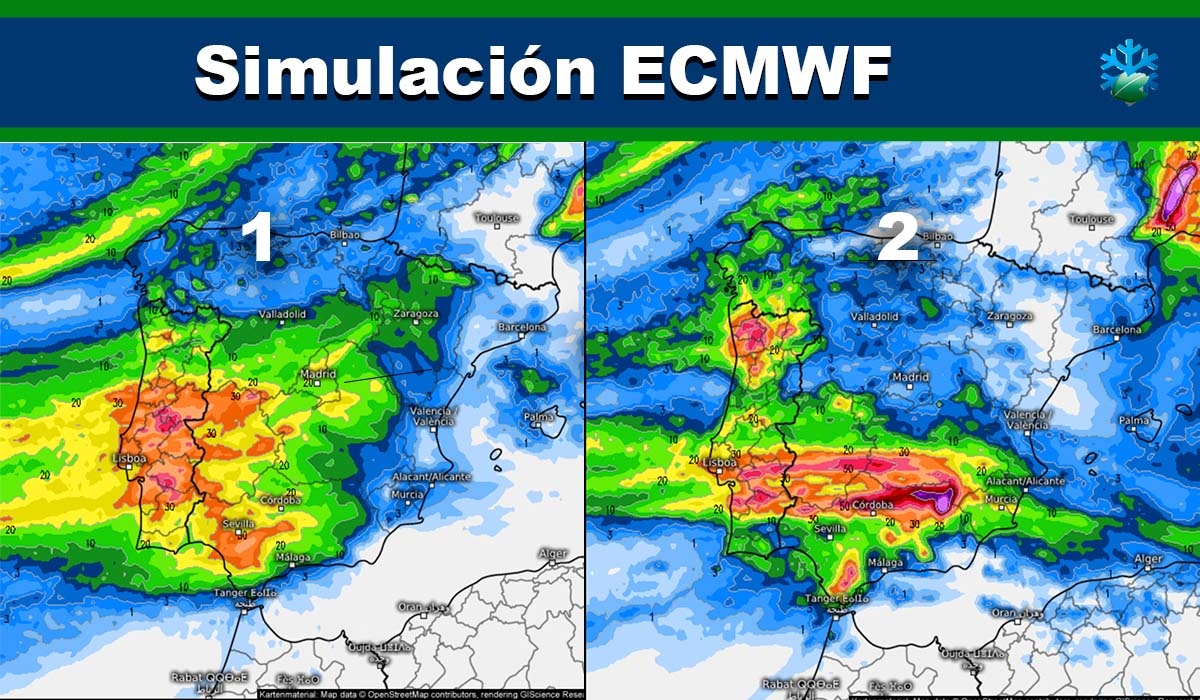 Así nos va a barrer el temporal de lluvias en los próximos días: modelo ECMWF