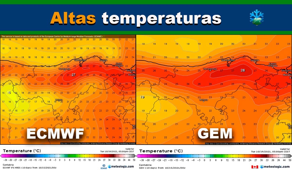 Estas son las temperaturas veraniegas y anomalías para la próxima semana