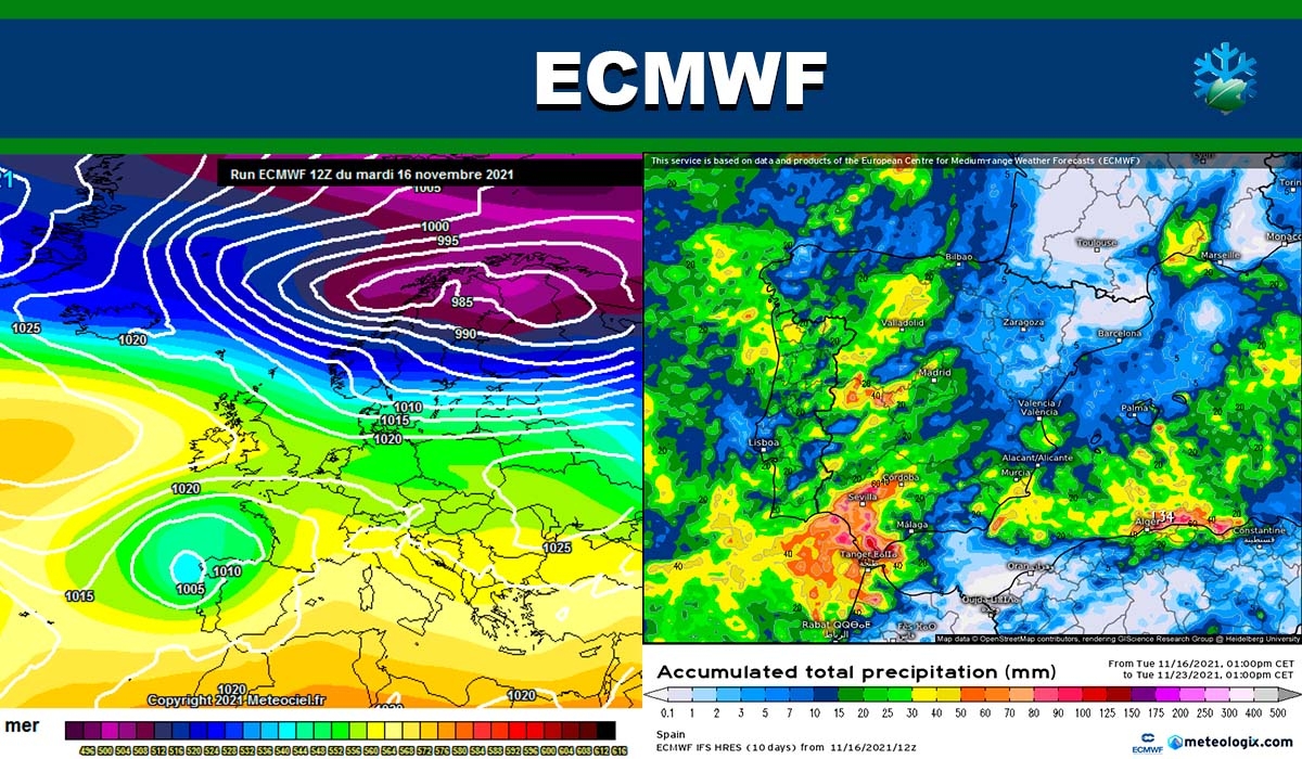 El modelo ECMWF sigue “fuerte” en sus dibujos y cambia nieve por más lluvias