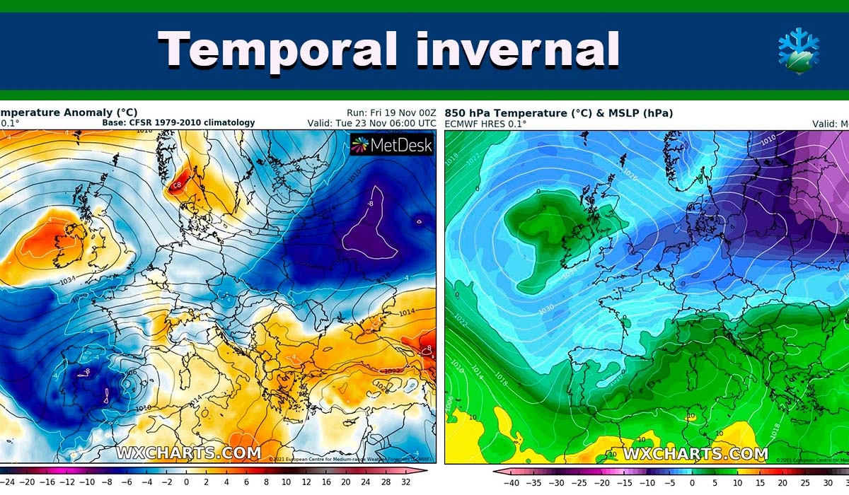 Temporal invernal: así entrará la pulsación de aire frío durante el fin de semana