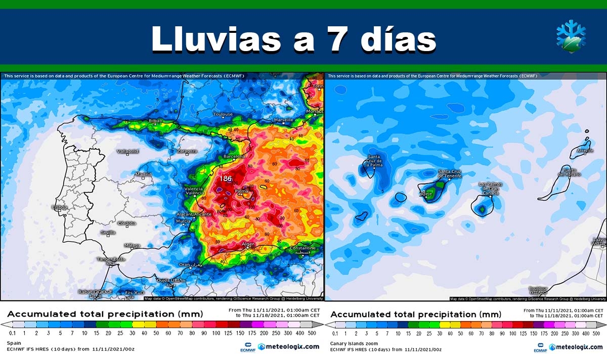 Así actualizan los modelos las previsiones de lluvias a 7 días en España