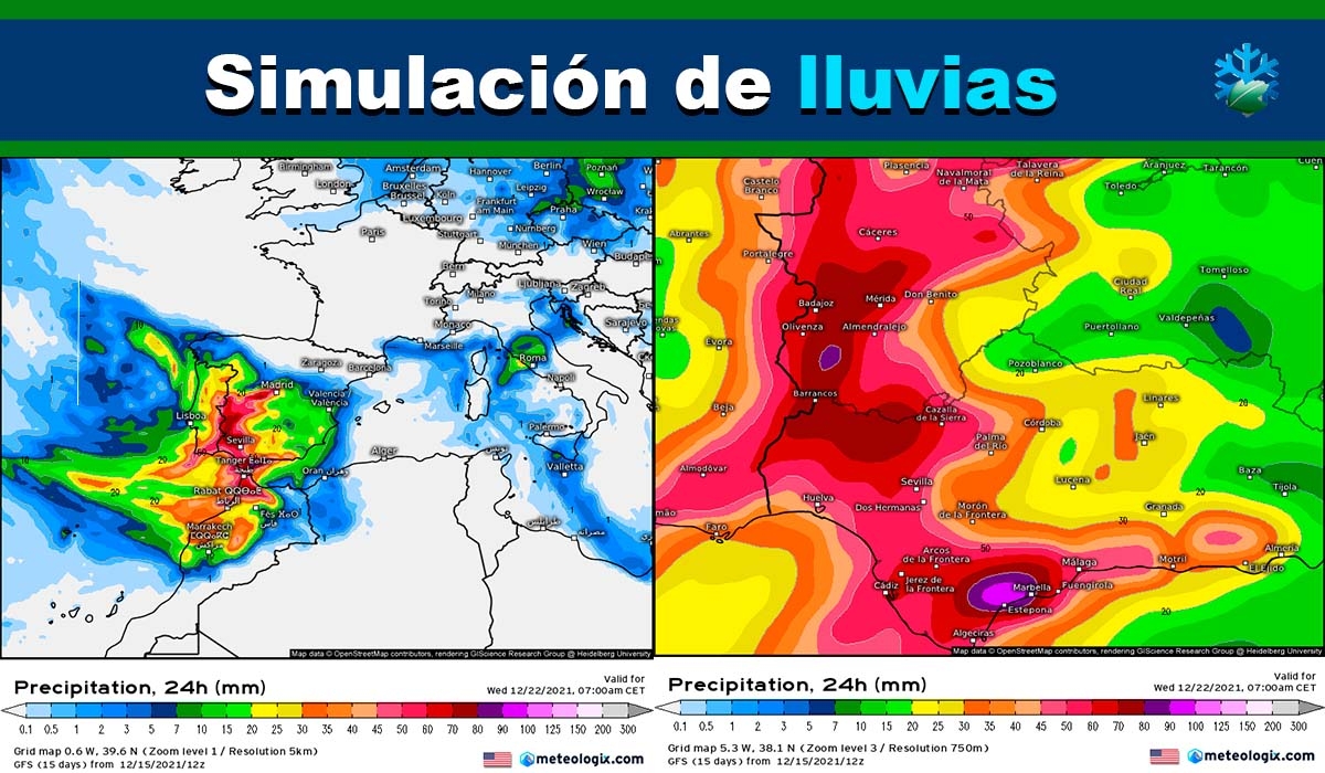 Así llegarán las lluvias atlánticas a inicios de semana según el GFS (Simulación en vídeo)
