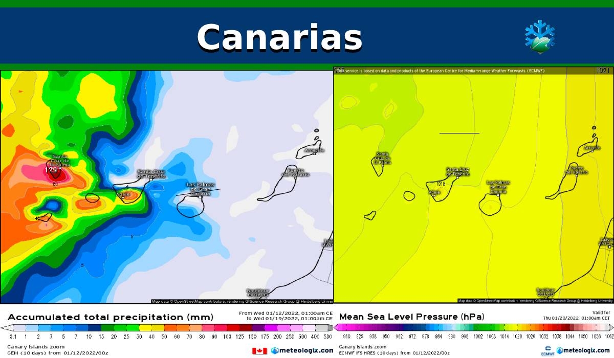 Canarias en la diana de las lluvias según los modelos