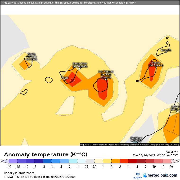 Anomalías térmicas Canarias