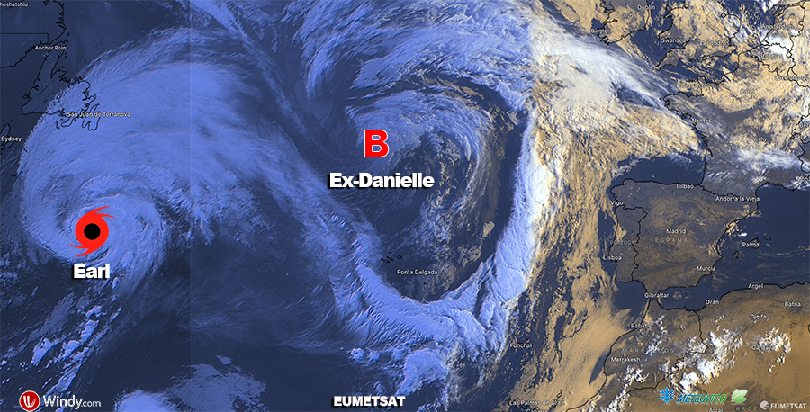 Imágenes de satélite huracán Earl y borrasca Ex-Danielle