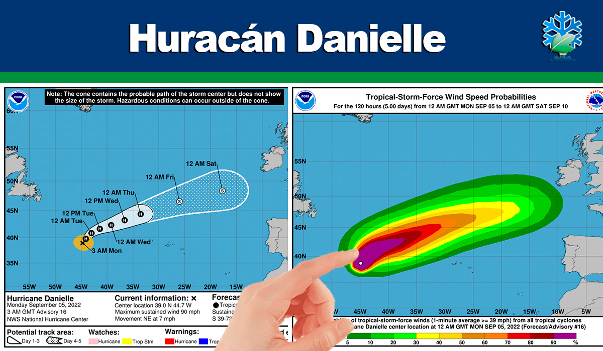 Pronóstico huracán Danielle