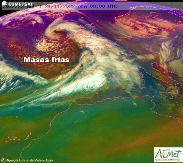 Imágenes de satélite masas de aire