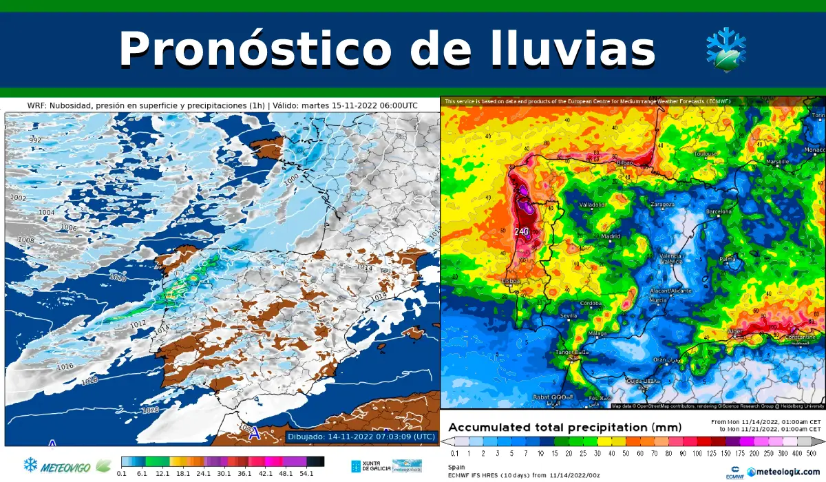Pronóstico de lluvias a siete días: así distribuyen los modelos las nuevas lluvias en las últimas actualizaciones