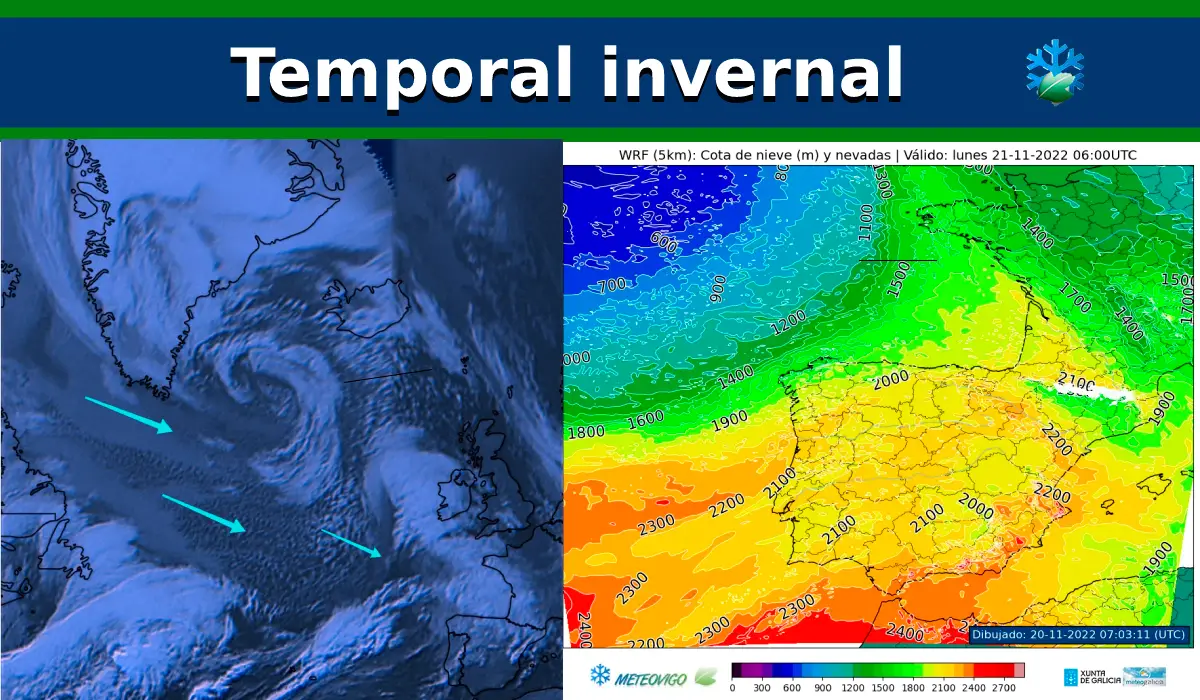 Así se acerca desde el Atlántico el nuevo temporal: vista desde el satélite y análisis