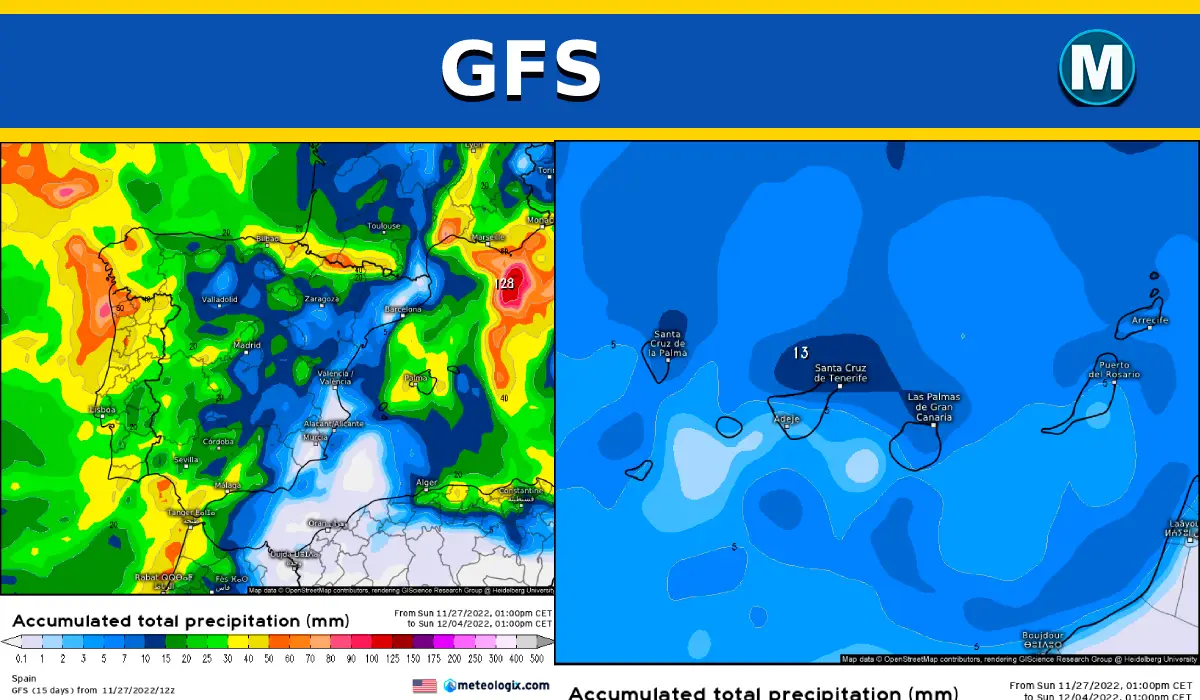 Así ha actualizado sus dibujos el modelo GFS: lluvias abundantes en el horizonte