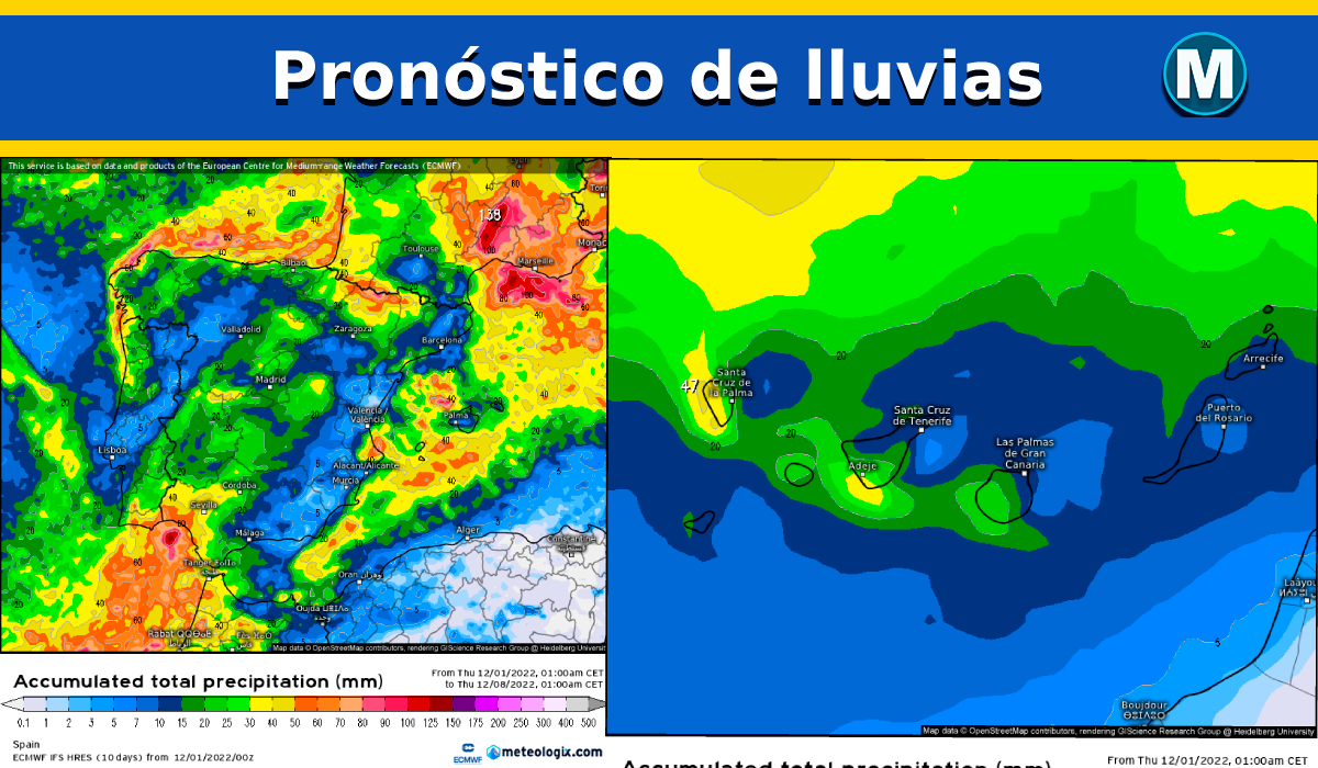 Análisis de las lluvias previstas para los próximos 7 días en España