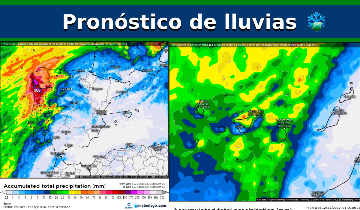 Pronóstico de lluvias a siete días: el noroeste de la Península y Canarias en la diana de las precipitaciones