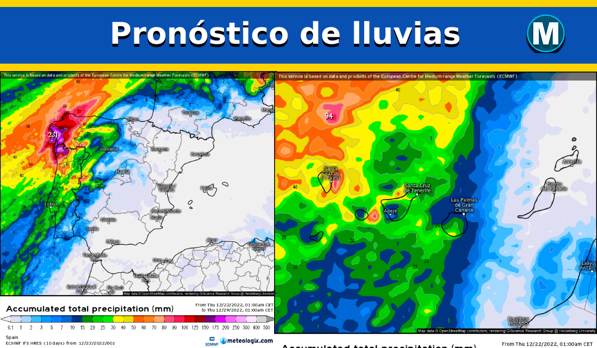 Pronóstico de lluvias ⛈️ a siete días: vigilando las lluvias de las Islas Canarias y Galicia