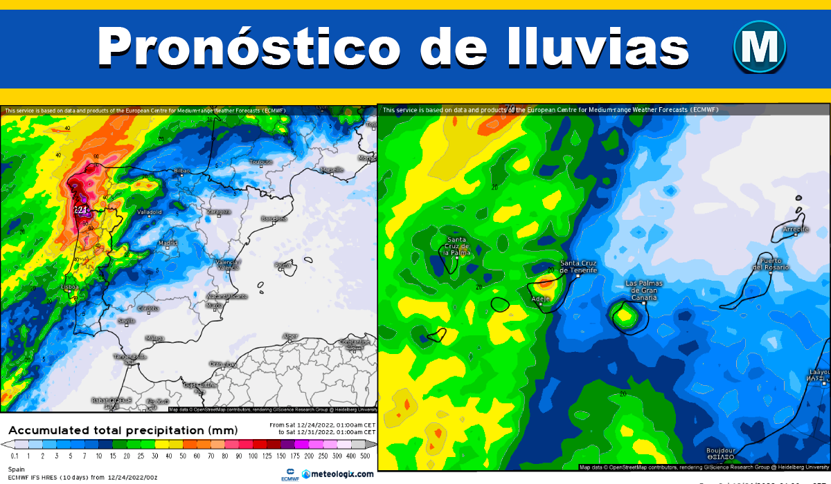 Pronóstico de lluvias siete días: activados avisos en Canarias por fuertes lluvias