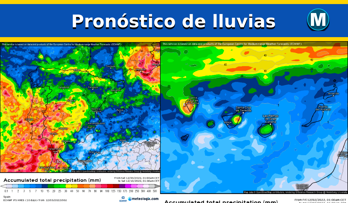 Pronóstico de lluvias a siete días: el suroeste de la Península y Canarias, en la diaria de las precipitaciones
