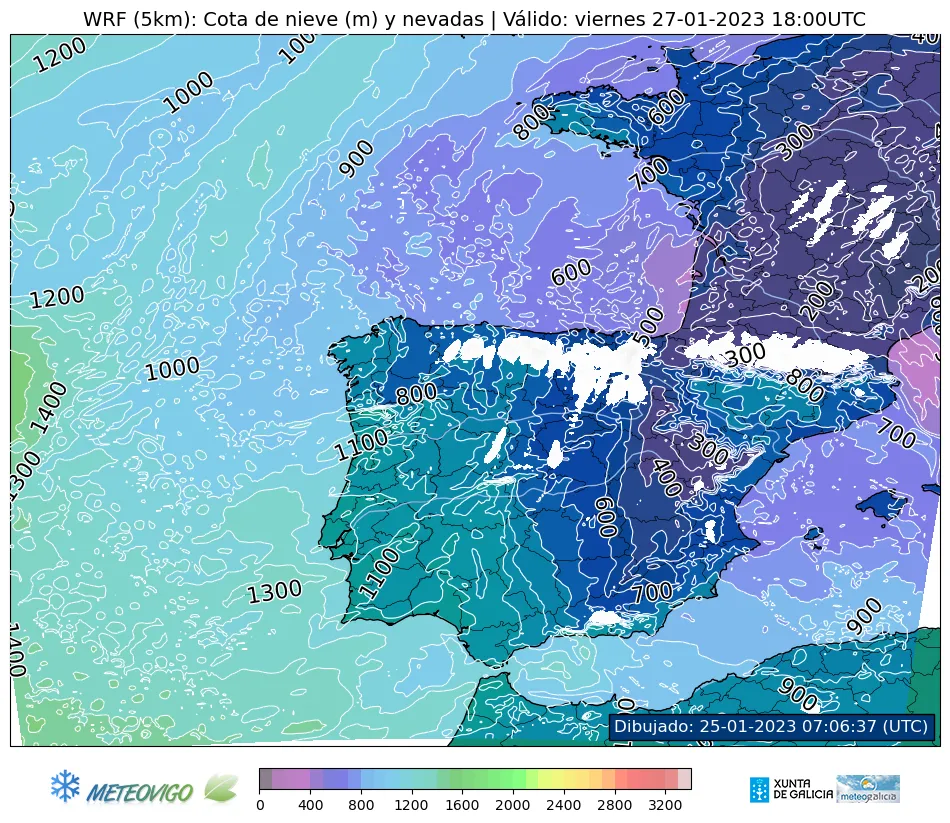 Mapa de cota de nieve y nevadas