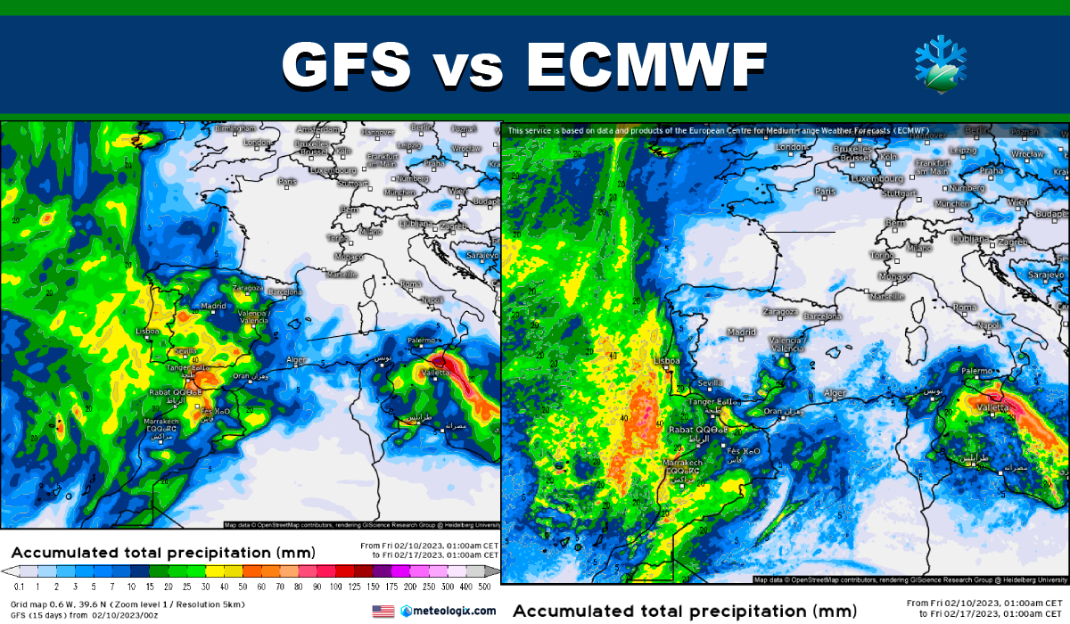 GFS vs resto de modelos: de las lluvias generosas a quedarse a las puertas