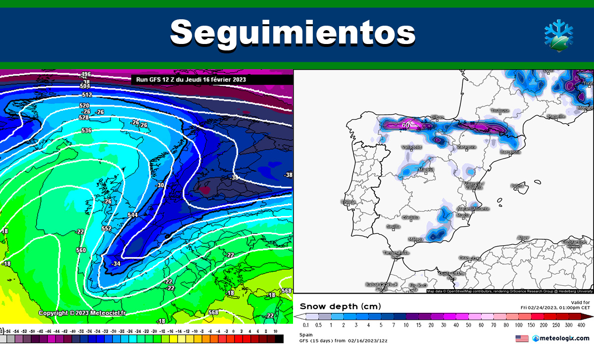 Mapas de nieve acumulada y temperaturas a 850hPa
