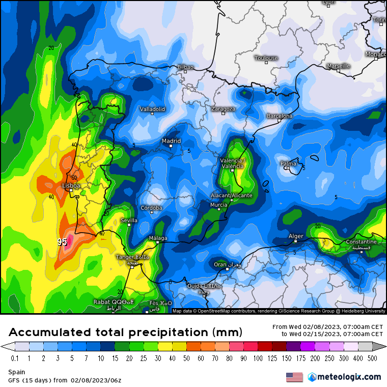 El modelo GFS mantiene las lluvias atlánticas para la semana