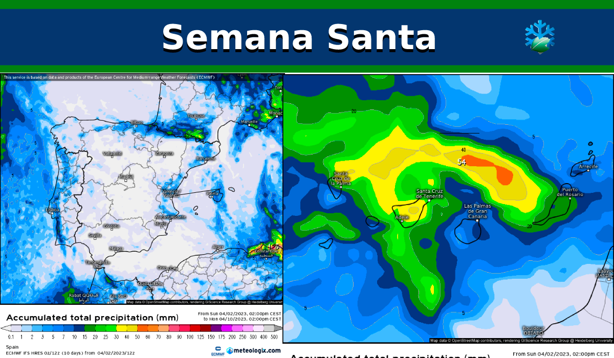 Actualizamos mapas de precipitación total acumulada para Semana Santa
